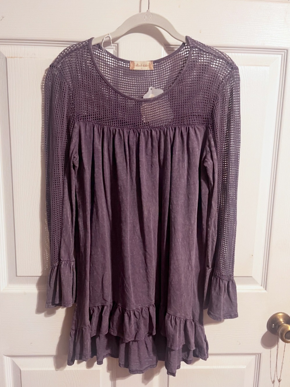 Altar'd State | NWT! Washed Purple Sage Crochet Yoke Boho Tunic - Sz Large